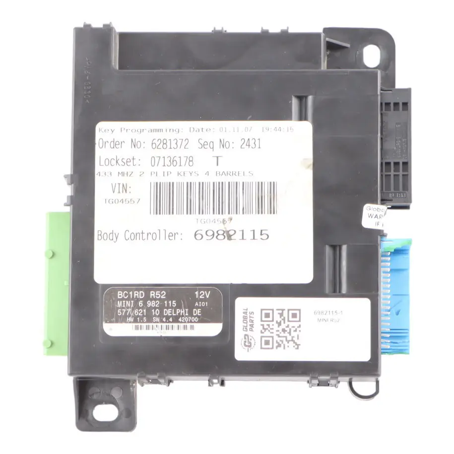 Body Control Unit Basic Module BCM BC1 RD Unit ECU to Mini R52 Convertible with Part number 6982115 Mini R52 Convertible Body Control Unit Basic Module BCM BC1 RD Unit ECU - SKU 6982115-1 - Part number 6982115