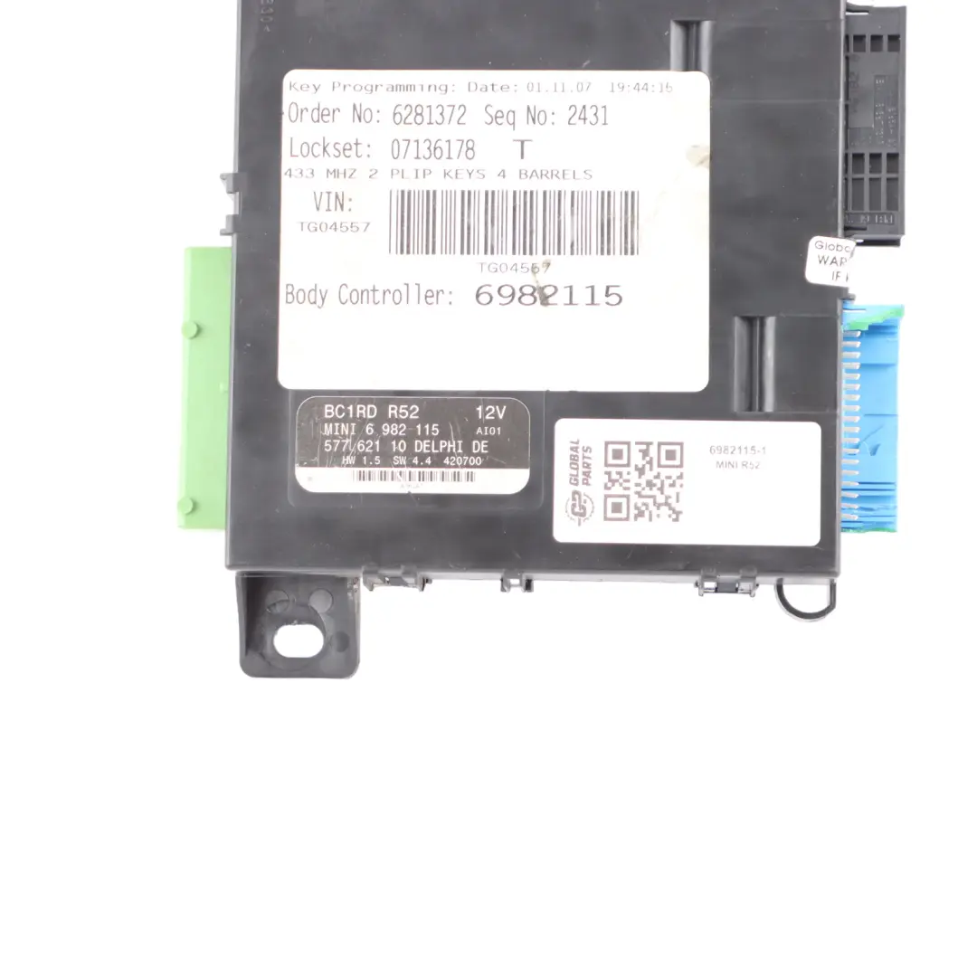 Body Control Unit Basic Module BCM BC1 RD Unit ECU to Mini R52 Convertible with Part number 6982115 Mini R52 Convertible Body Control Unit Basic Module BCM BC1 RD Unit ECU - SKU 6982115-1 - Part number 6982115