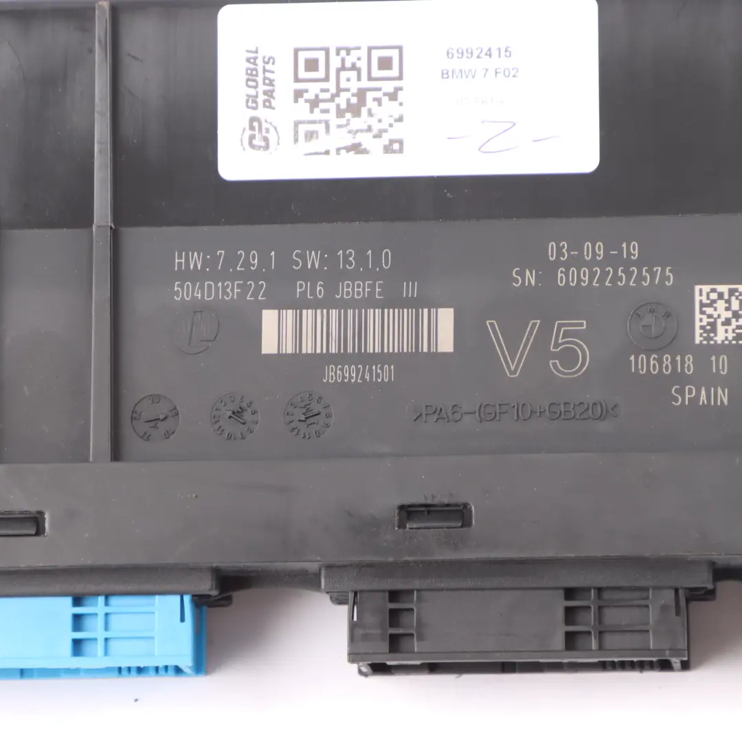 BMW 7 F02 ECU Moduł Komfortu Układ Sterujący ECU JBBFEIIIR LP - SKU 6992415 - Numer Części 6992415