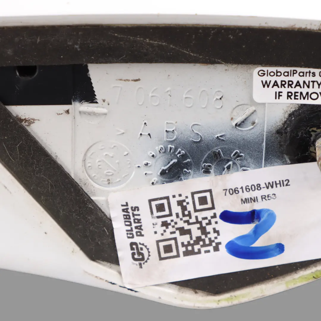 Spoiler Mini Cooper S R53 3 Boot Tailgate Trim Panel White to Rear with Part number 7061608 Rear Spoiler Mini Cooper S R53 3 Boot Tailgate Trim Panel White - SKU 7061608-WHI2 - Part number 7061608