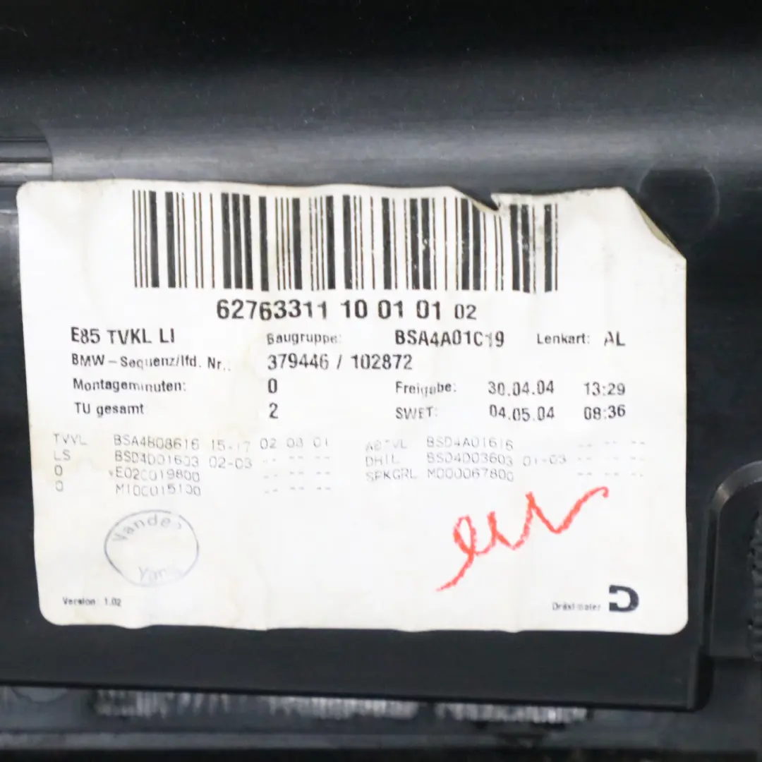 BMW Z4 E85 E86 Vorne Links Türkartenverkleidung Leder Schwarz Rot - SKU 7145671-1 - Teilenummer 7145671