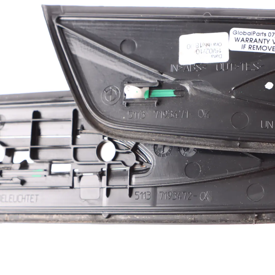 Entrance Cover Trim Sill Illuminated Panel Strip Set Kit to BMW F07 GT with Part number 7193469 BMW F07 GT Entrance Cover Trim Sill Illuminated Panel Strip Set Kit - SKU 7193469-2 - Part number 7193469