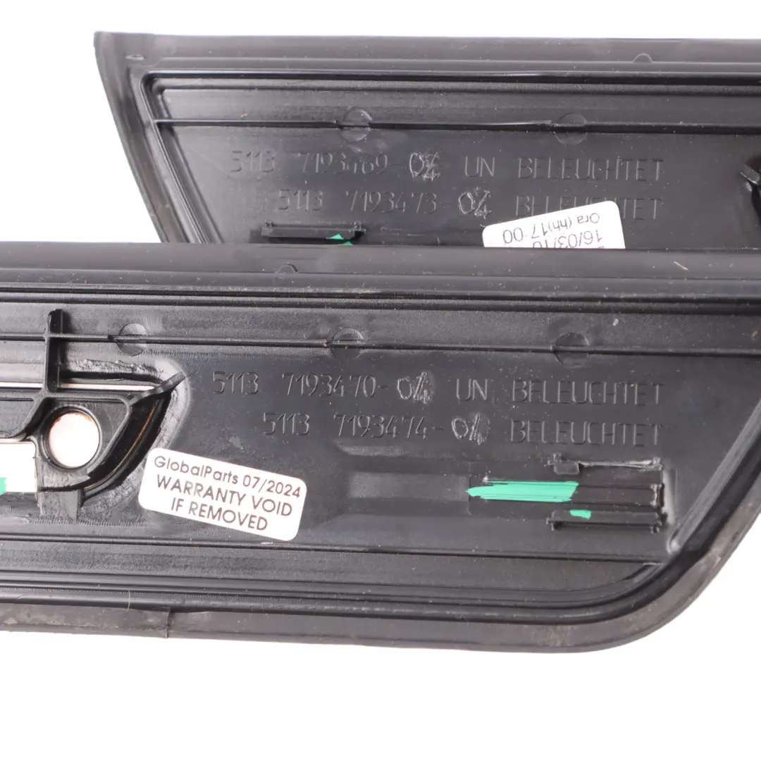 Entrance Cover Trim Sill Illuminated Panel Strip Set Kit to BMW F07 GT with Part number 7193469 BMW F07 GT Entrance Cover Trim Sill Illuminated Panel Strip Set Kit - SKU 7193469-2 - Part number 7193469