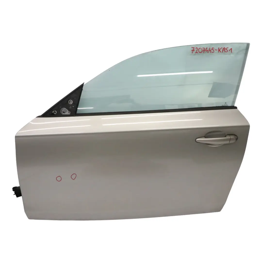 Door Front Left N/S E88 Kaschmirsilber Cashmere Silver - A72 to BMW E81 E82 with Part number 7207445 BMW E81 E82 Door Front Left N/S E88 Kaschmirsilber Cashmere Silver - A72 - SKU 7207445-KAS1 - Part number 7207445