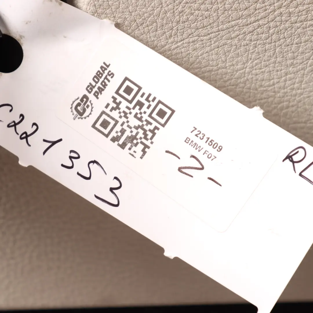 Heated Seat Left N/S Armrest Interior Leather Dakota White to BMW F07 GT Rear with Part number 7231509 BMW F07 GT Rear Heated Seat Left N/S Armrest Interior Leather Dakota White - SKU 7231509 - Part number 7231509