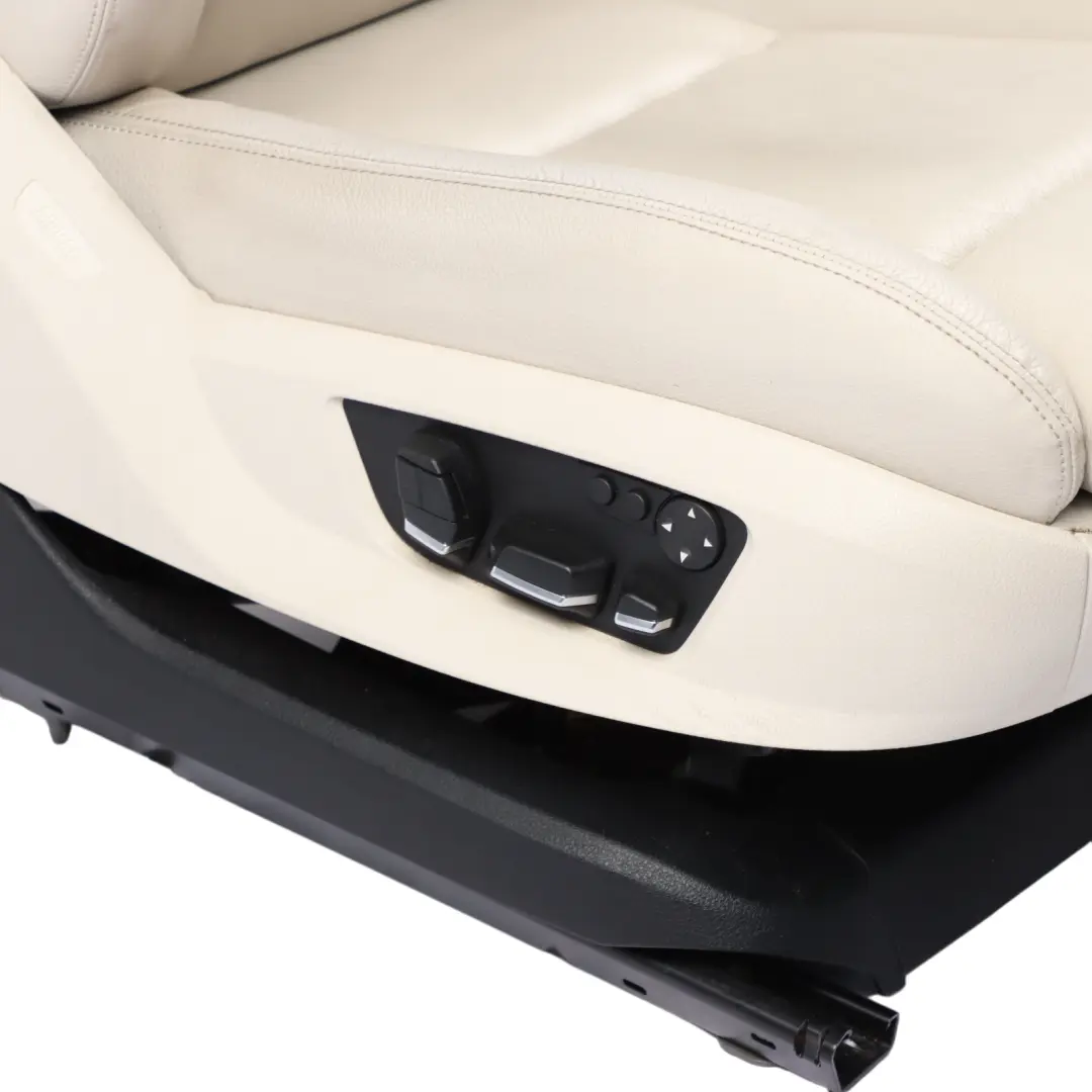 Front Seat Right O/S Heated Memory Electric Leather Dakota White to BMW F07 GT with Part number 7255098 BMW F07 GT Front Seat Right O/S Heated Memory Electric Leather Dakota White - SKU 7255098-2 - Part number 7255098