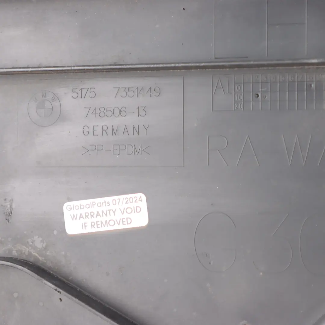 Underbody Trim Panel Cover Rear Left N/S to BMW G30 G31 with Part number 7351449 BMW G30 G31 Underbody Trim Panel Cover Rear Left N/S - SKU 7351449 - Part number 7351449