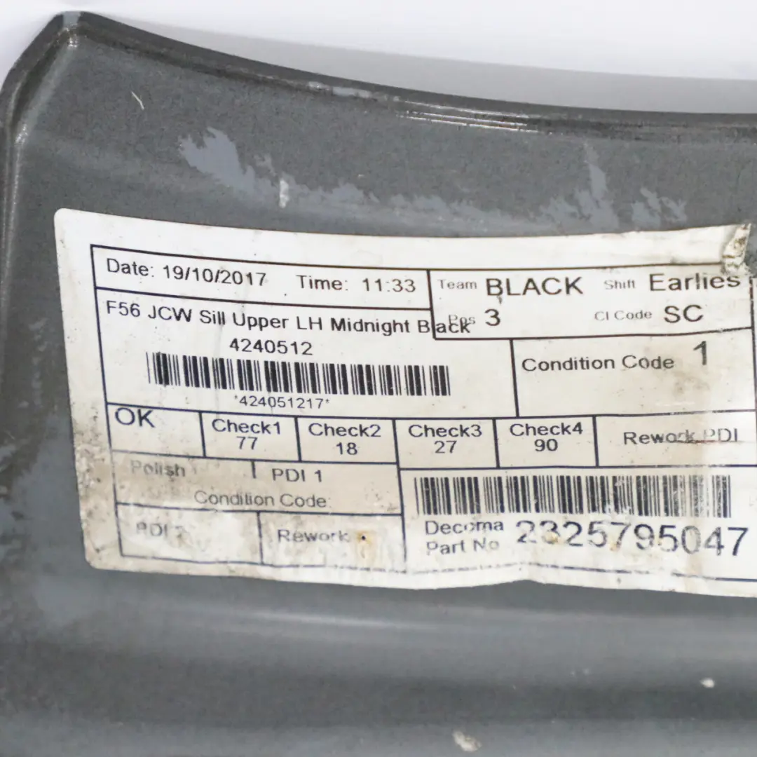 Plaque de recouvrement gauche Panneau Midnight Black A94 pour Mini F56 F57 JCW à propos du numéro de pièce 7382181 Mini F56 F57 JCW Plaque de recouvrement gauche Panneau Midnight Black A94 - SKU 7382181-MNB1 - Numéro de pièce 7382181