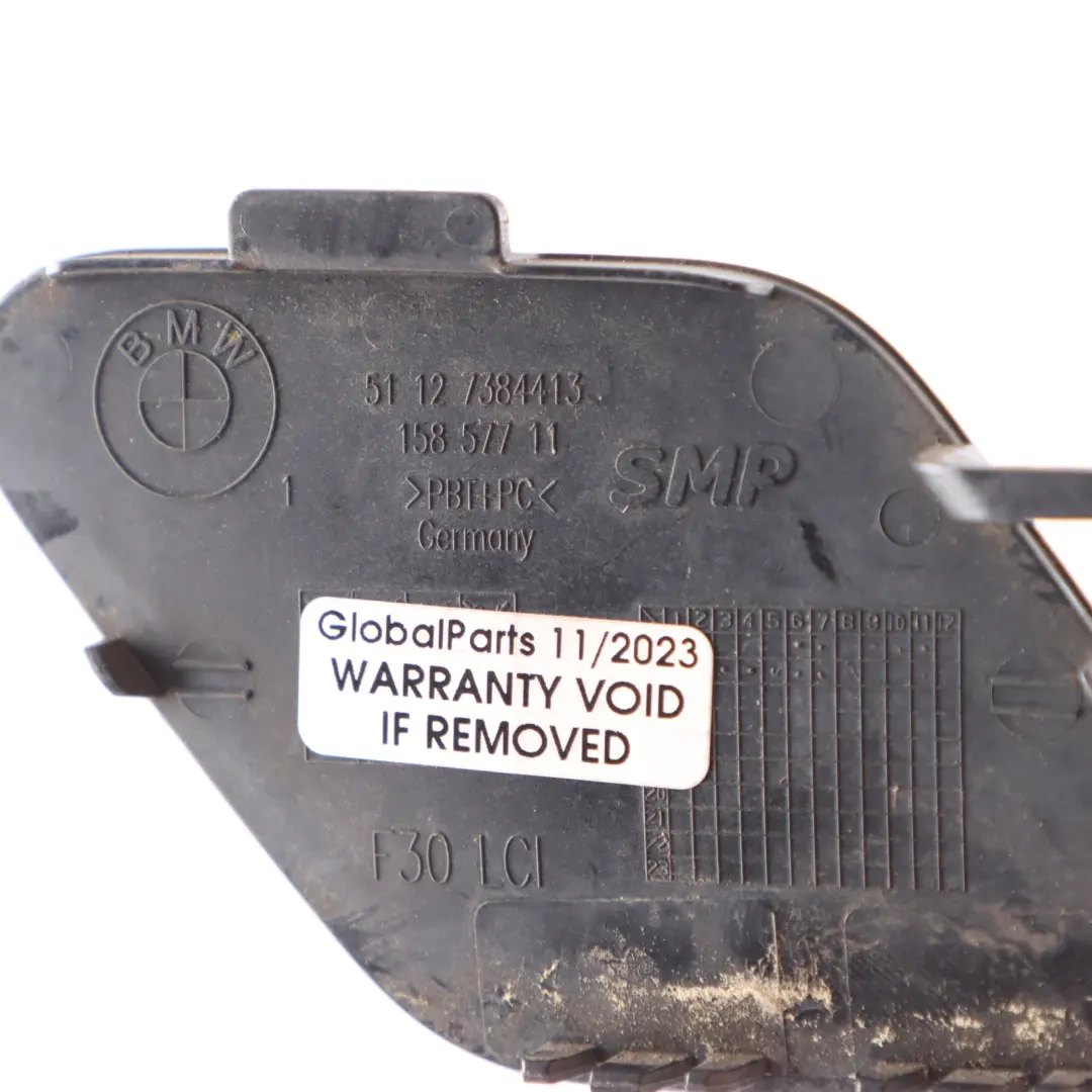 BMW F30 LCI Rear Bumper Towing Tow Hook Eye Cover Mineral Grey B39 7384413 - SKU 7384417-MG - Part number 7384417