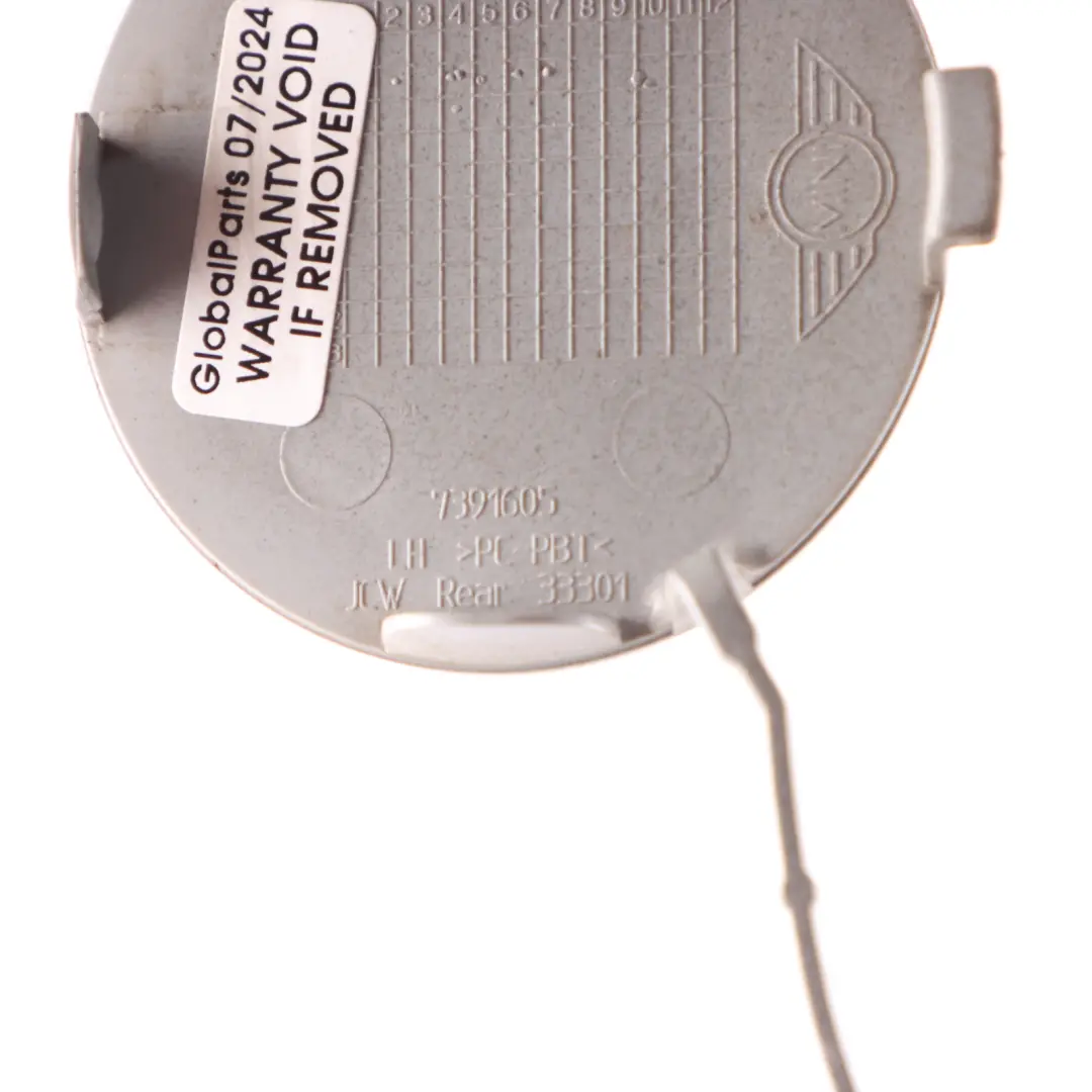 Bumper Flap Towing Eye Hook Cover Moonwalk Grey - B71 to Mini F54 Rear with Part number 7391605 Mini F54 Rear Bumper Flap Towing Eye Hook Cover Moonwalk Grey - B71 - SKU 7391605-MGM - Part number 7391605