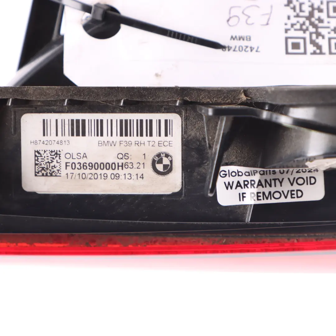 Boot Trunk Light BMW X2 F39 Lamp Rear Right O/S Light Trunk Lid Tailgate to with Part number 7420748 Boot Trunk Light BMW X2 F39 Lamp Rear Right O/S Light Trunk Lid Tailgate - SKU 7420748 - Part number 7420748