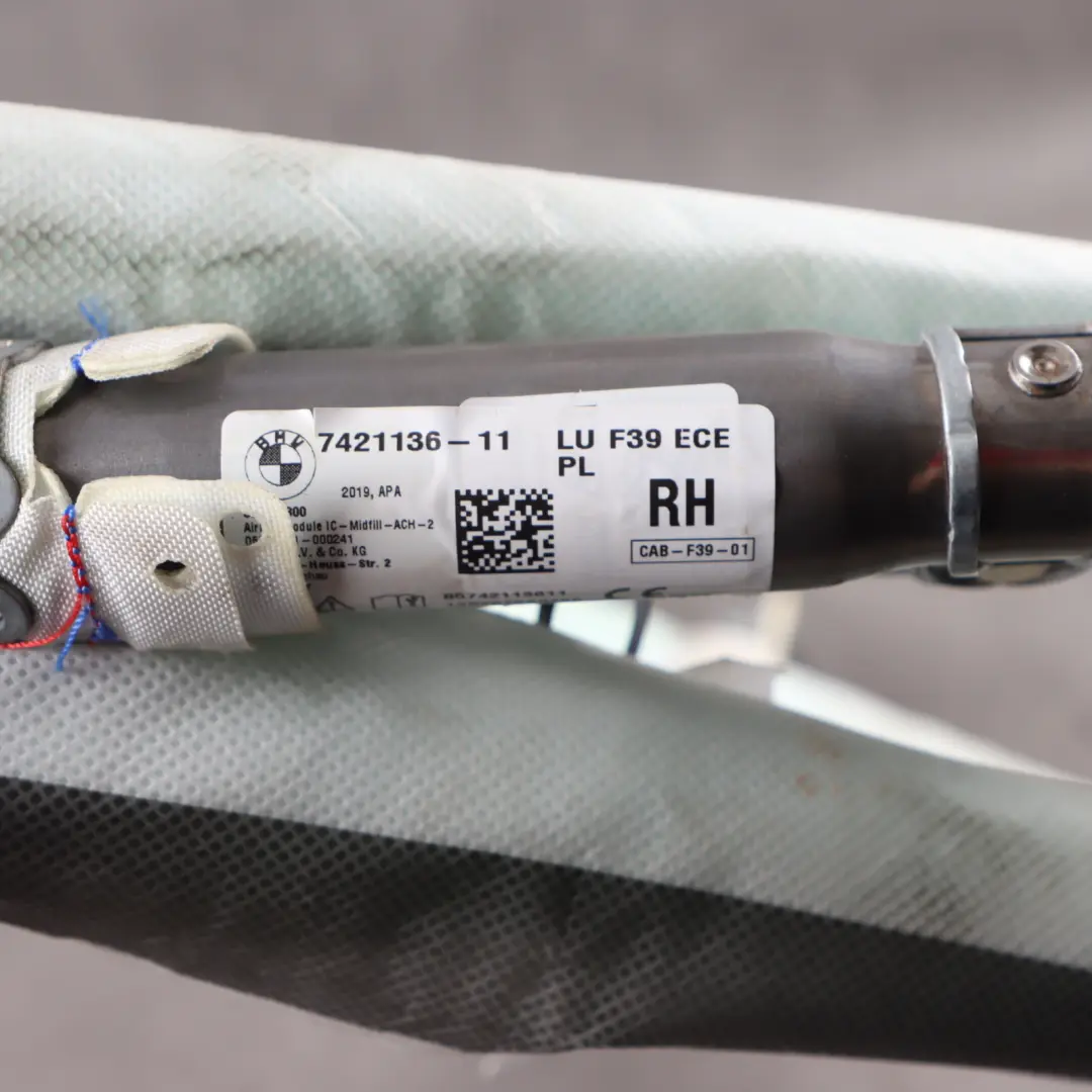 Roof Curtain Head Air Module Right O/S Safety Module to BMW F39 with Part number 7421136 BMW F39 Roof Curtain Head Air Module Right O/S Safety Module - SKU 7421136 - Part number 7421136