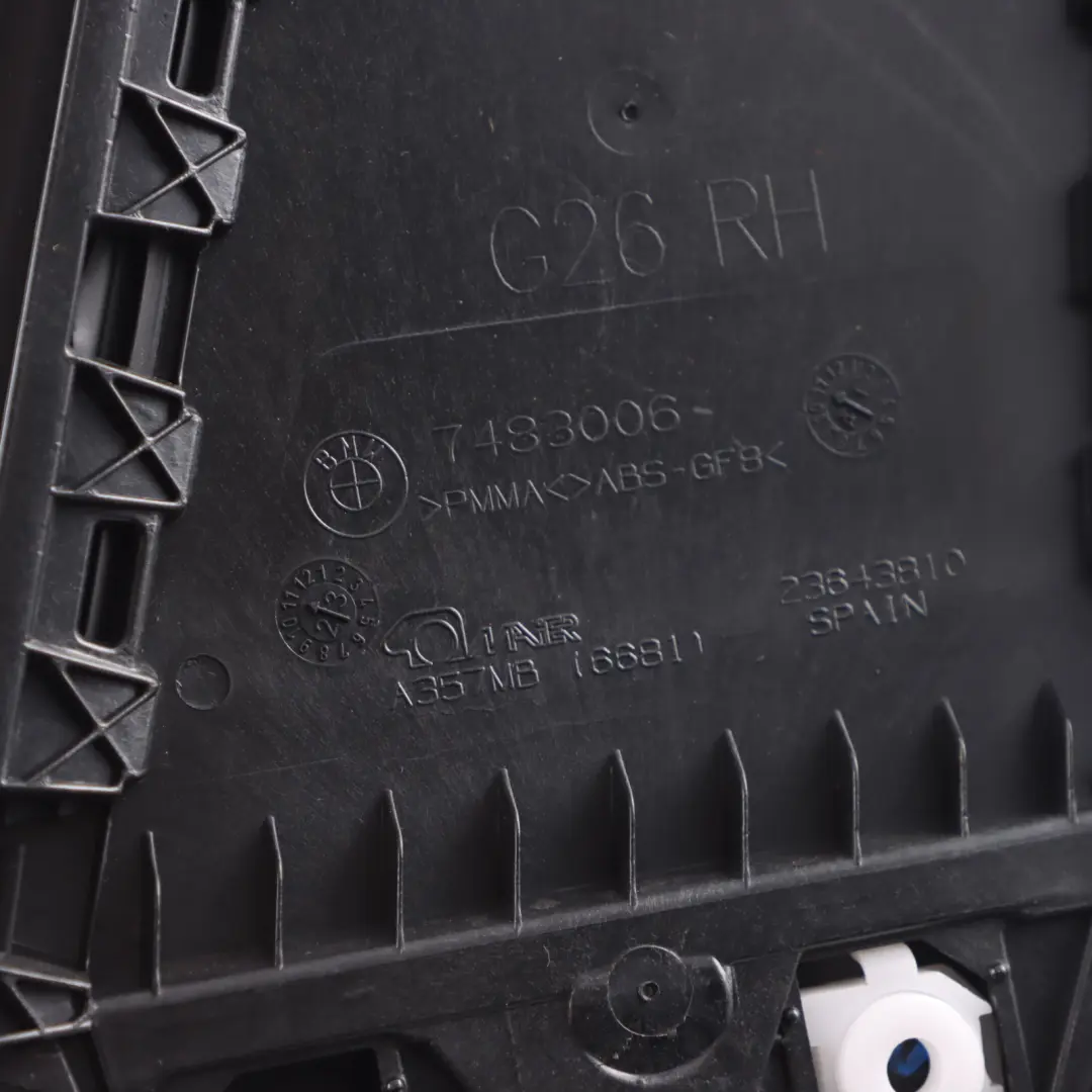 Trim Cover B Pillar Interior Right O/S Panel Black to BMW I4 G26 with Part number 7483006 BMW I4 G26 Trim Cover B Pillar Interior Right O/S Panel Black - SKU 7483006 - Part number 7483006