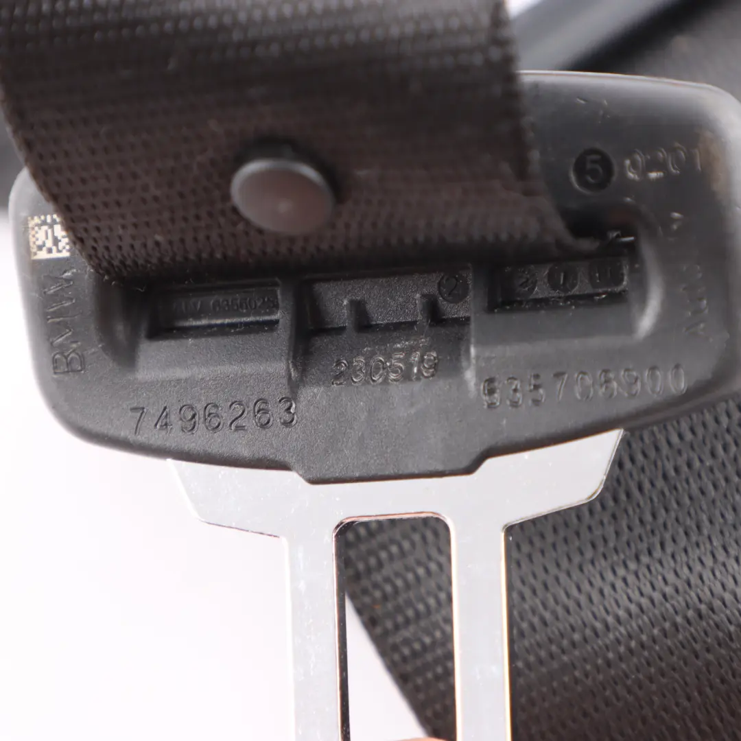 BMW G20 Safety Seat Belt Rear Right Left N/O/S Upper Black - SKU 7496263 - Part number 7496263