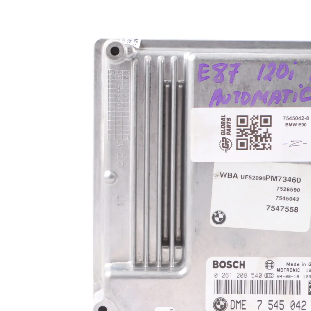 N46 150HP Engine ECU Unit DME Automatic to BMW E87 120i E90 E91 320i with Part number 7545042 BMW E87 120i E90 E91 320i N46 150HP Engine ECU Unit DME Automatic - SKU 7545042-8 - Part number 7545042