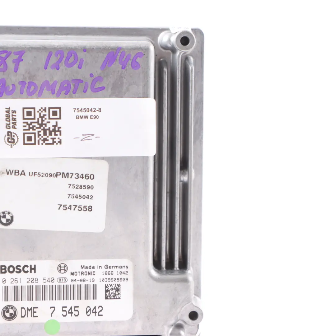 BMW E87 120i E90 E91 320i N46 150HP Engine ECU Unit DME Automatic - SKU 7545042-8 - Part number 7545042