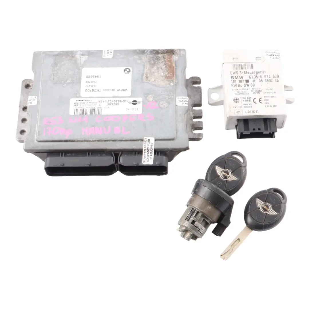 170HP Engine ECU Kit DME + EWS + Keys Manual to MINI Cooper S R52 R53 W11 with Part number 7545789 MINI Cooper S R52 R53 W11 170HP Engine ECU Kit DME + EWS + Keys Manual - SKU 7545789-12 - Part number 7545789