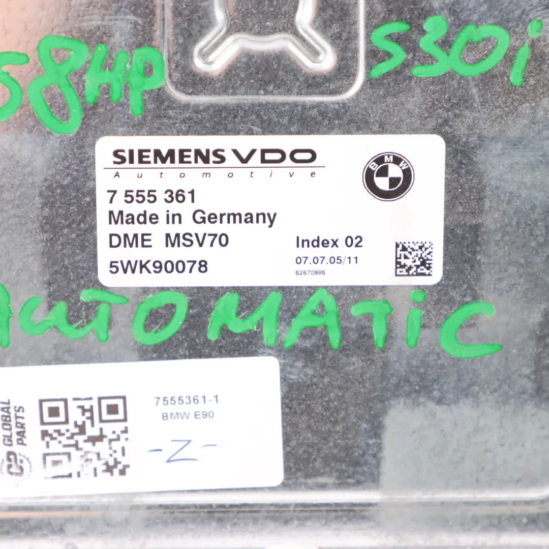 BMW E60 E90 E91 325i 525i N52 Centralina Dme CAS2 + Chiave Dispositivo - SKU 7555361-1 - Numero di parte 7555361
