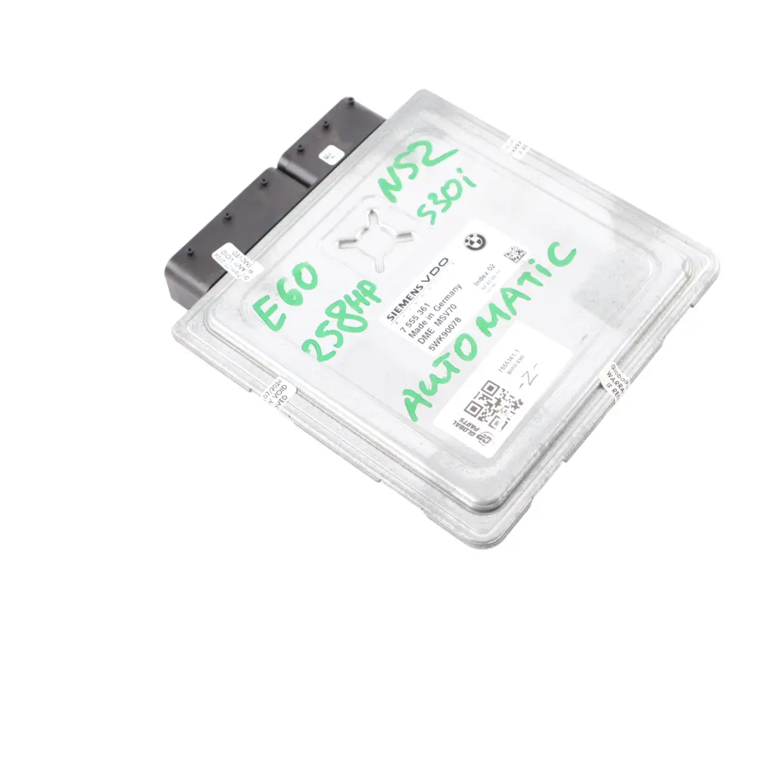 BMW E60 E90 E91 325i 525i N52 Centralina Dme CAS2 + Chiave Dispositivo - SKU 7555361-1 - Numero di parte 7555361