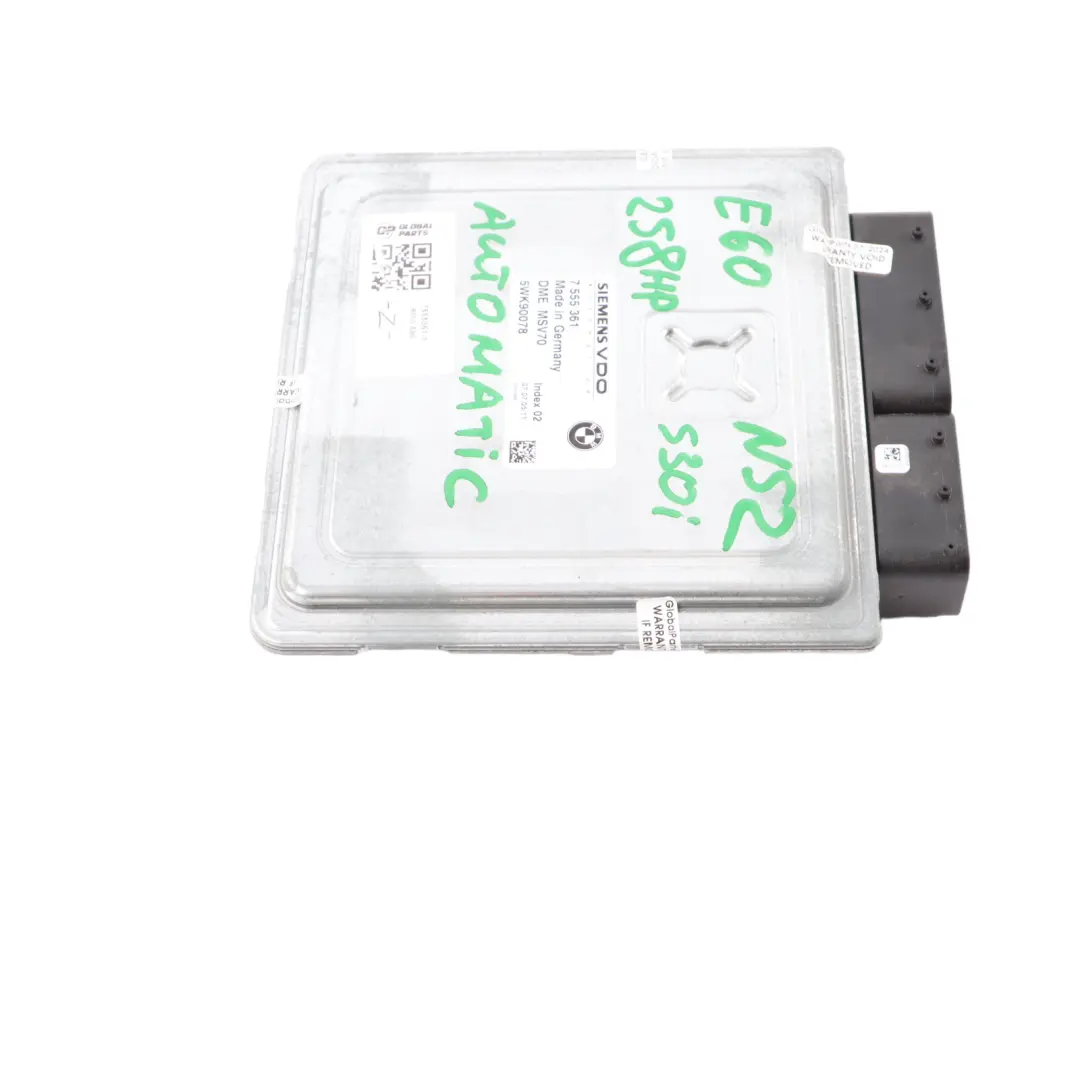 N52 325i 525i ECU Kit DME CAS2 Key Manual to BMW 3 5 Series E60 E61 E90 E91 with Part number 7555361 BMW 3 5 Series E60 E61 E90 E91 N52 325i 525i ECU Kit DME CAS2 Key Manual - SKU 7555361-1 - Part number 7555361