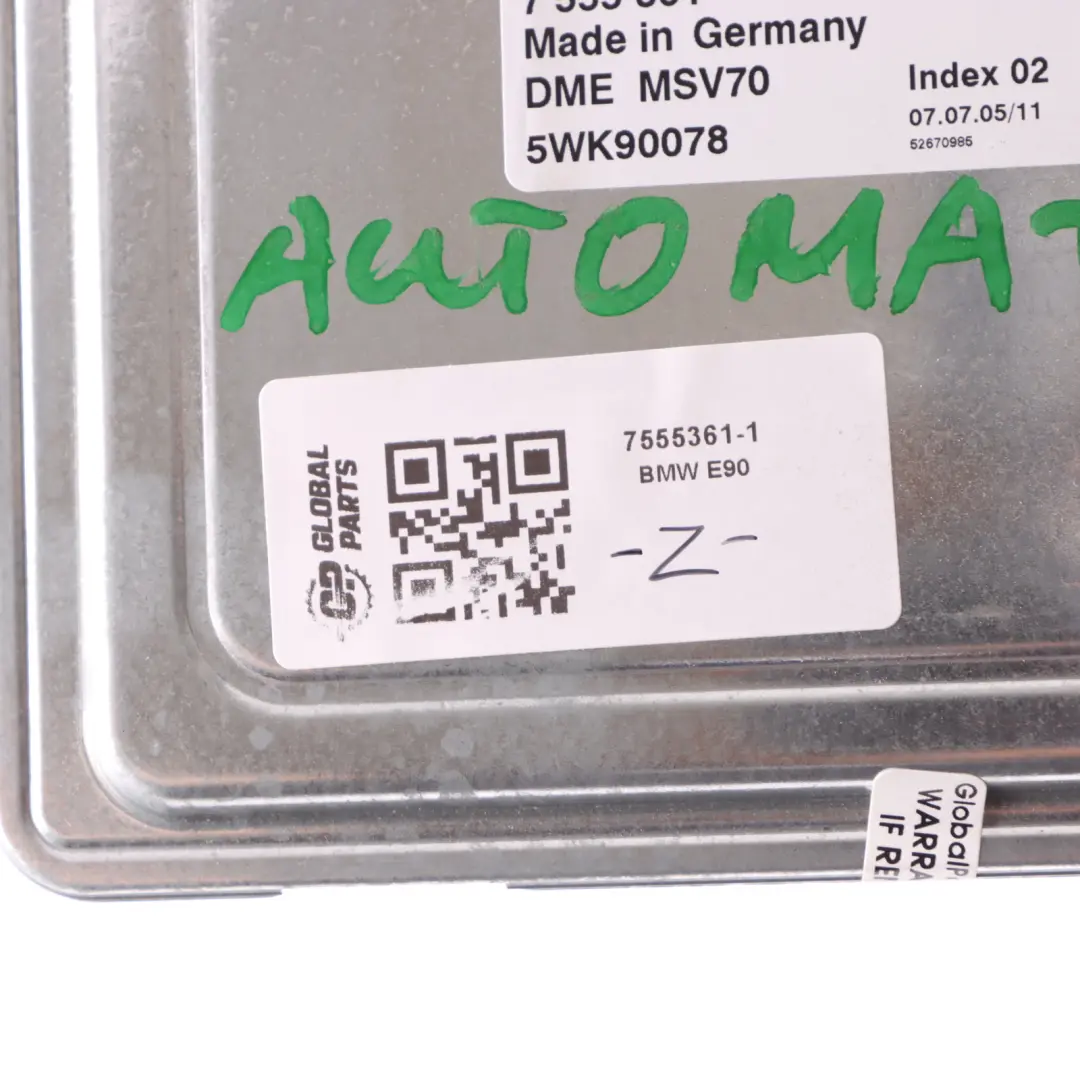 N52 Commande Dme CAS2 + Cle Automatique pour BMW E60 E90 E91 325i 525i à propos du numéro de pièce 7555361 BMW E60 E90 E91 325i 525i N52 Commande Dme CAS2 + Cle Automatique - SKU 7555361-1 - Numéro de pièce 7555361