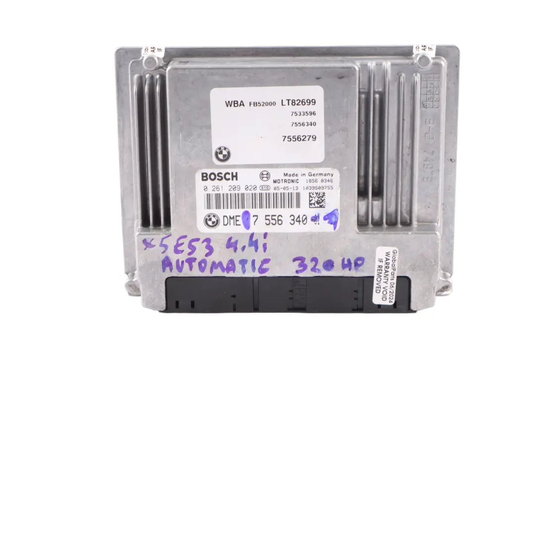 4.4i N62 Engine Control Unit ECU Kit EWS Key Automatic to BMW X5 E53 with Part number 7556340 BMW X5 E53 4.4i N62 Engine Control Unit ECU Kit EWS Key Automatic - SKU 7556340-1 - Part number 7556340