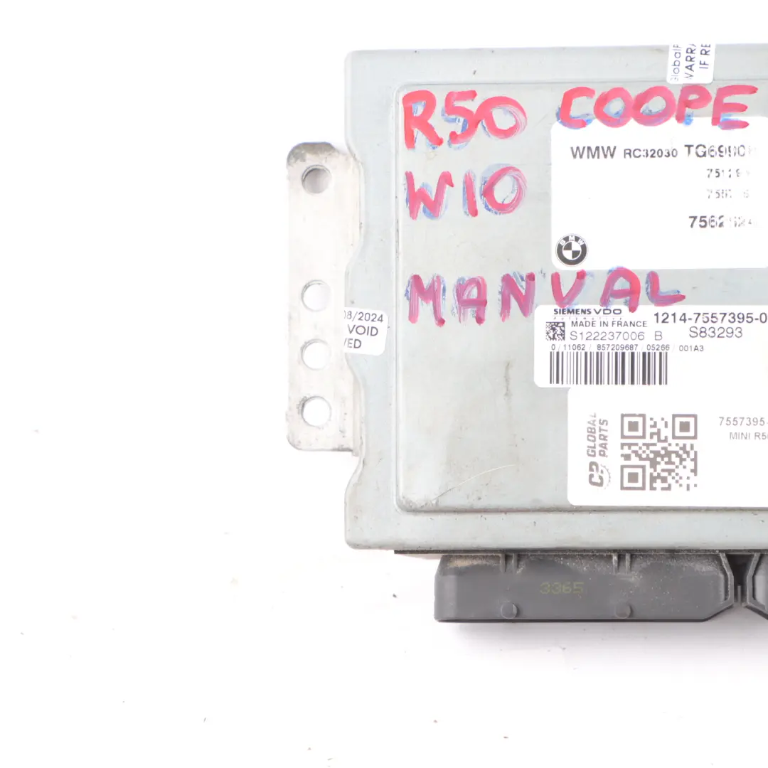 Mini Cooper R50 R52 W10 1.6 116HP Benzina controllo motore ECU Manuale - SKU 7557395-13 - Numero di parte 7557395