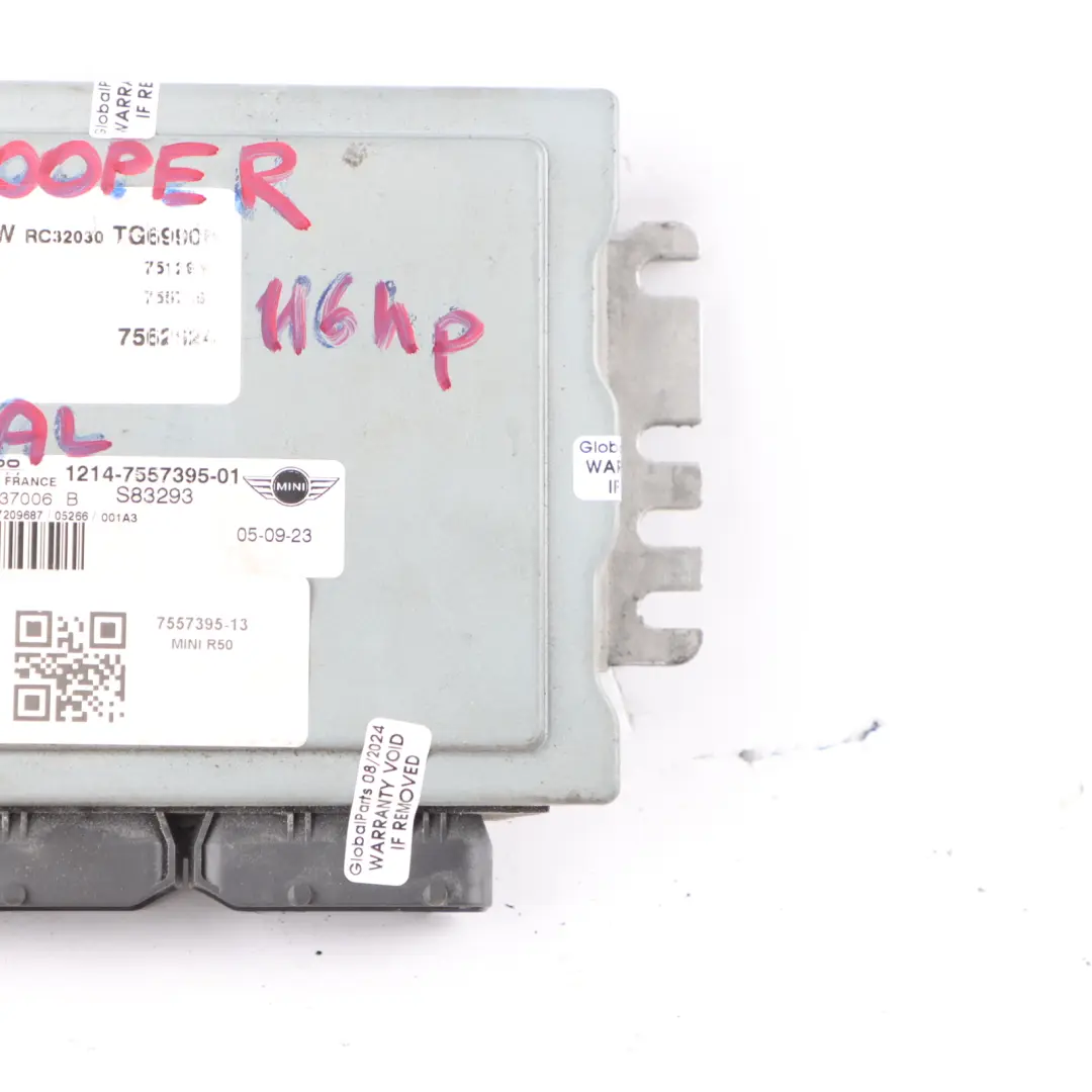 116PS Benzinmotor Steuergerät ECU Handbuch Mini Cooper R50 R52 W10 1.6 - SKU 7557395-13 - Teilenummer 7557395
