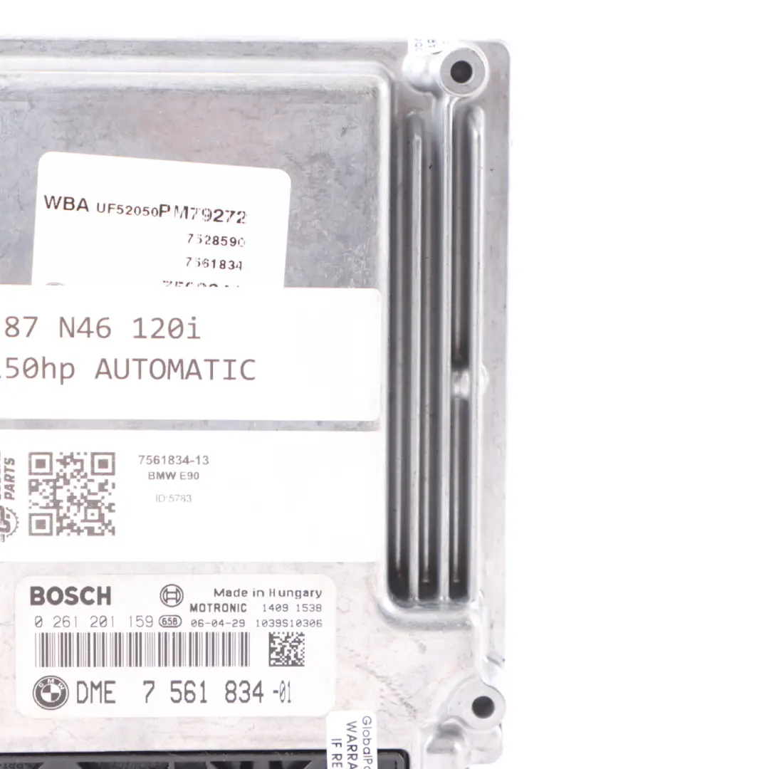 BMW E87 E90 120I 320I N46 150HP Motor Control DME Módulo Automático - SKU 7561834-13 - Número de pieza 7561834