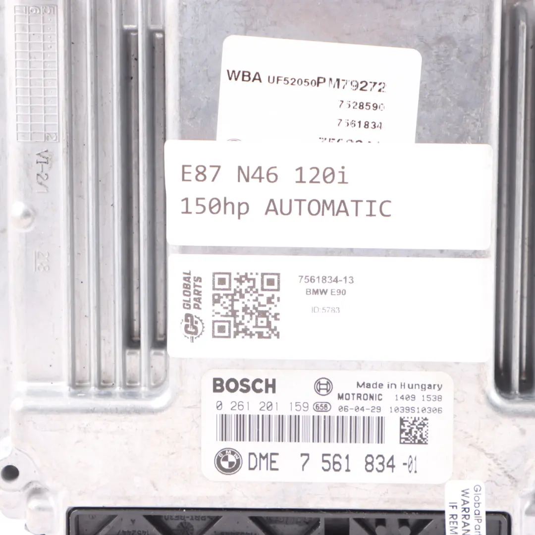 N46 150HP Komputer Silnika DME do BMW E87 E90 120I 320I o numerze 7561834 BMW E87 E90 120I 320I N46 150HP Komputer Silnika DME - SKU 7561834-13 - Numer Części 7561834