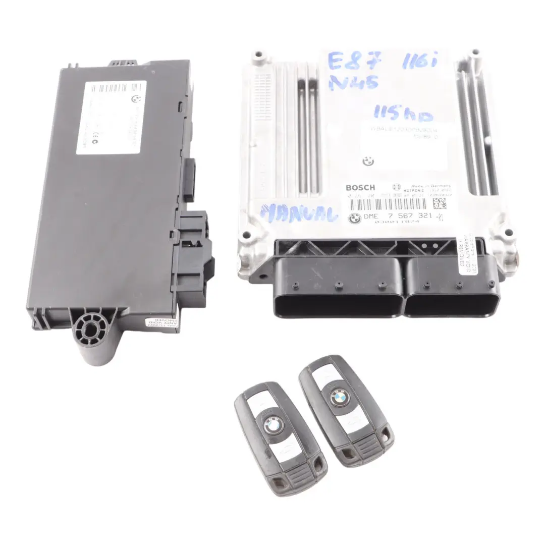 N45N 115HP Control Unit ECU Kit DME CAS3 Keys to BMW E81 E87 LCI 116i 1.6 with Part number 7567321 BMW E81 E87 LCI 116i 1.6 N45N 115HP Control Unit ECU Kit DME CAS3 Keys - SKU 7567321-3 - Part number 7567321