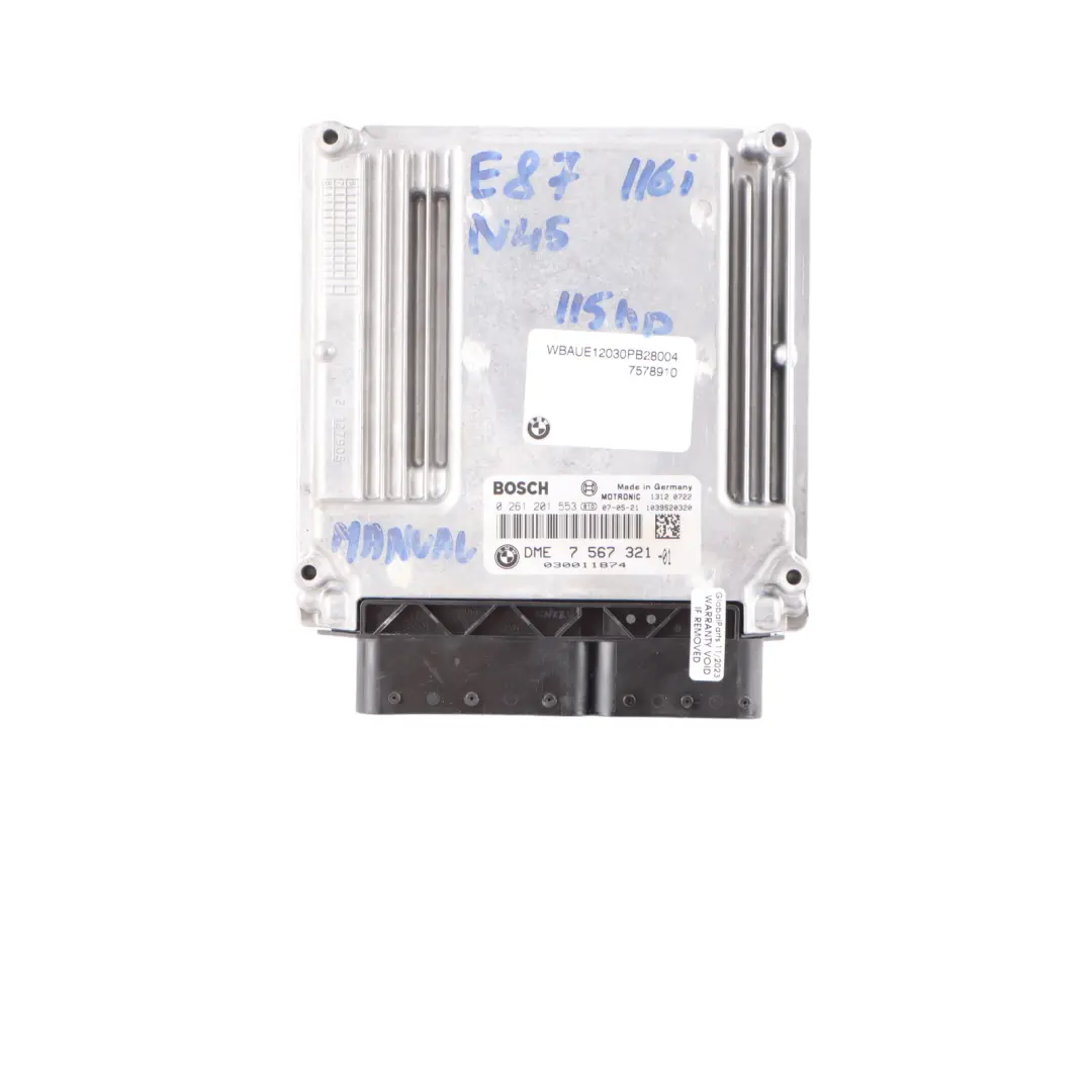 N45N 115HP Control Unit ECU Kit DME CAS3 Keys to BMW E81 E87 LCI 116i 1.6 with Part number 7567321 BMW E81 E87 LCI 116i 1.6 N45N 115HP Control Unit ECU Kit DME CAS3 Keys - SKU 7567321-3 - Part number 7567321