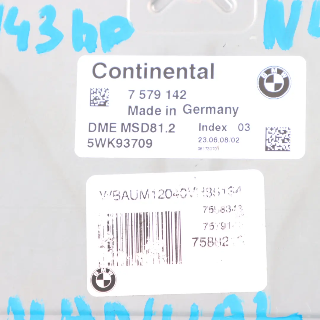 N43 143HP ECU Kit DME CAS3 Keys Manual to BMW E87 LCI E90 118i 318i with Part number 7579142 BMW E87 LCI E90 118i 318i N43 143HP ECU Kit DME CAS3 Keys Manual - SKU 7579142-19 - Part number 7579142