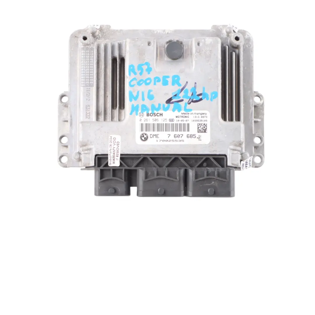 Mini R56 LCI N16 122HP Benzina Motore ECU Kit DME + CAS 3 + 2 Chiavi - SKU 7607685-6 - Numero di parte 7607685