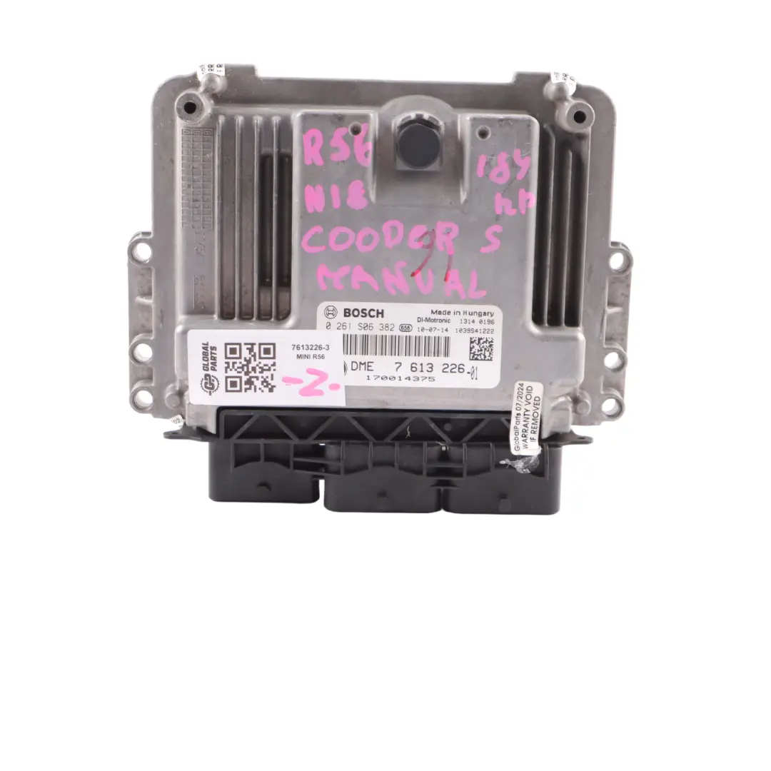 Mini Cooper S R56 LCI N18 184HP ECU Steuergerät DME CAS3 Schlüsse - SKU 7613226-3 - Teilenummer 7613226