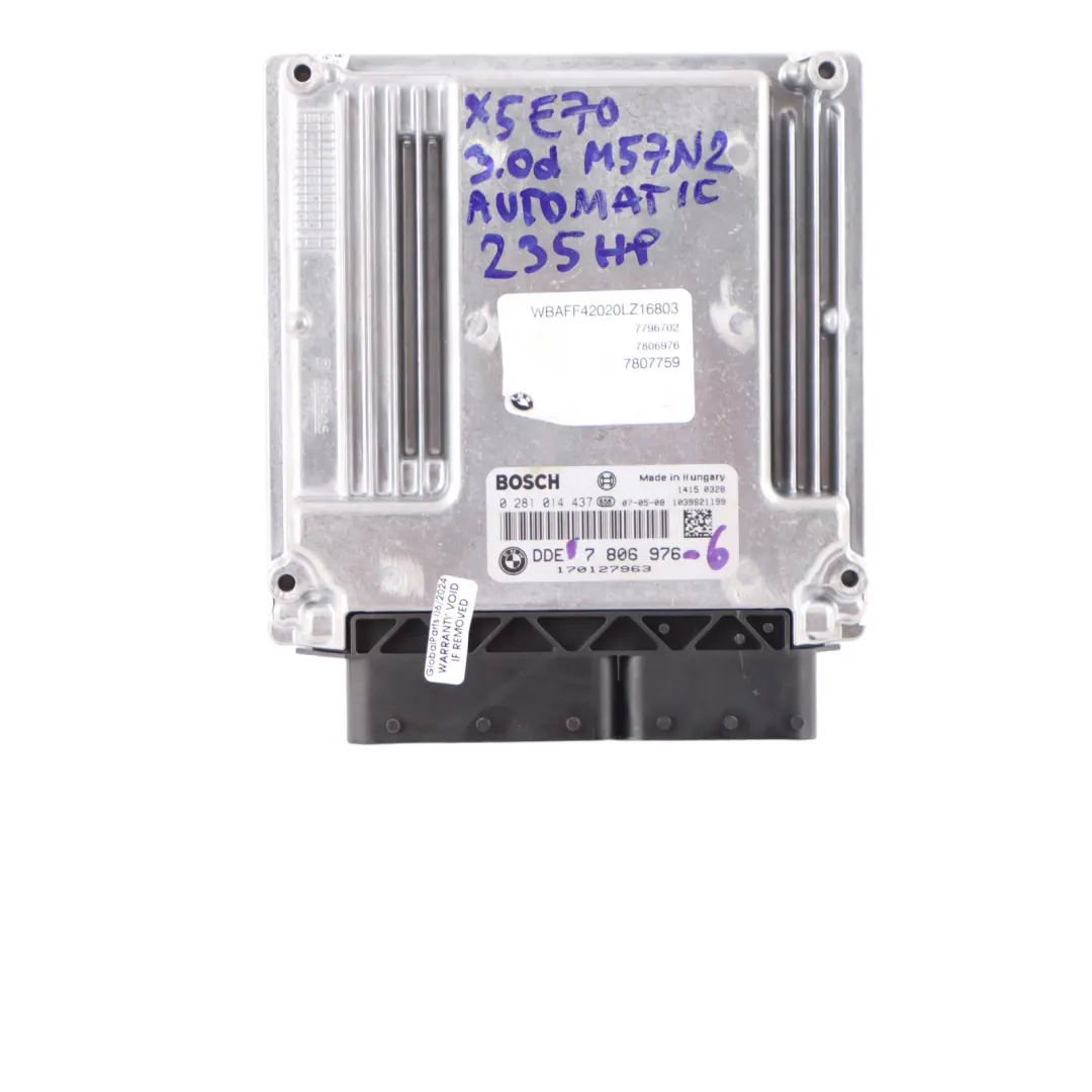 BMW E60 E61 LCI 530d M57N2 235HP Motor ECU KIT DDE CAS3 Llave Automatic - SKU 7806976-6 - Número de pieza 7806976