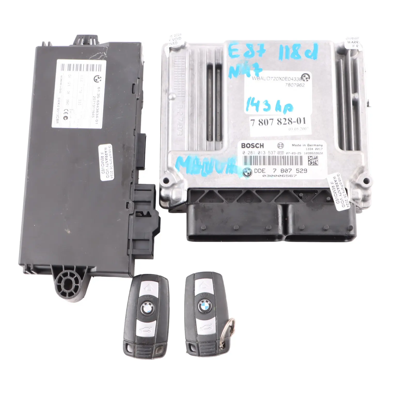 BMW E87 LCI E90 118d 318d N47 143HP Diesel ECU KIT DDE 7807828 CAS3 + 2 Keys