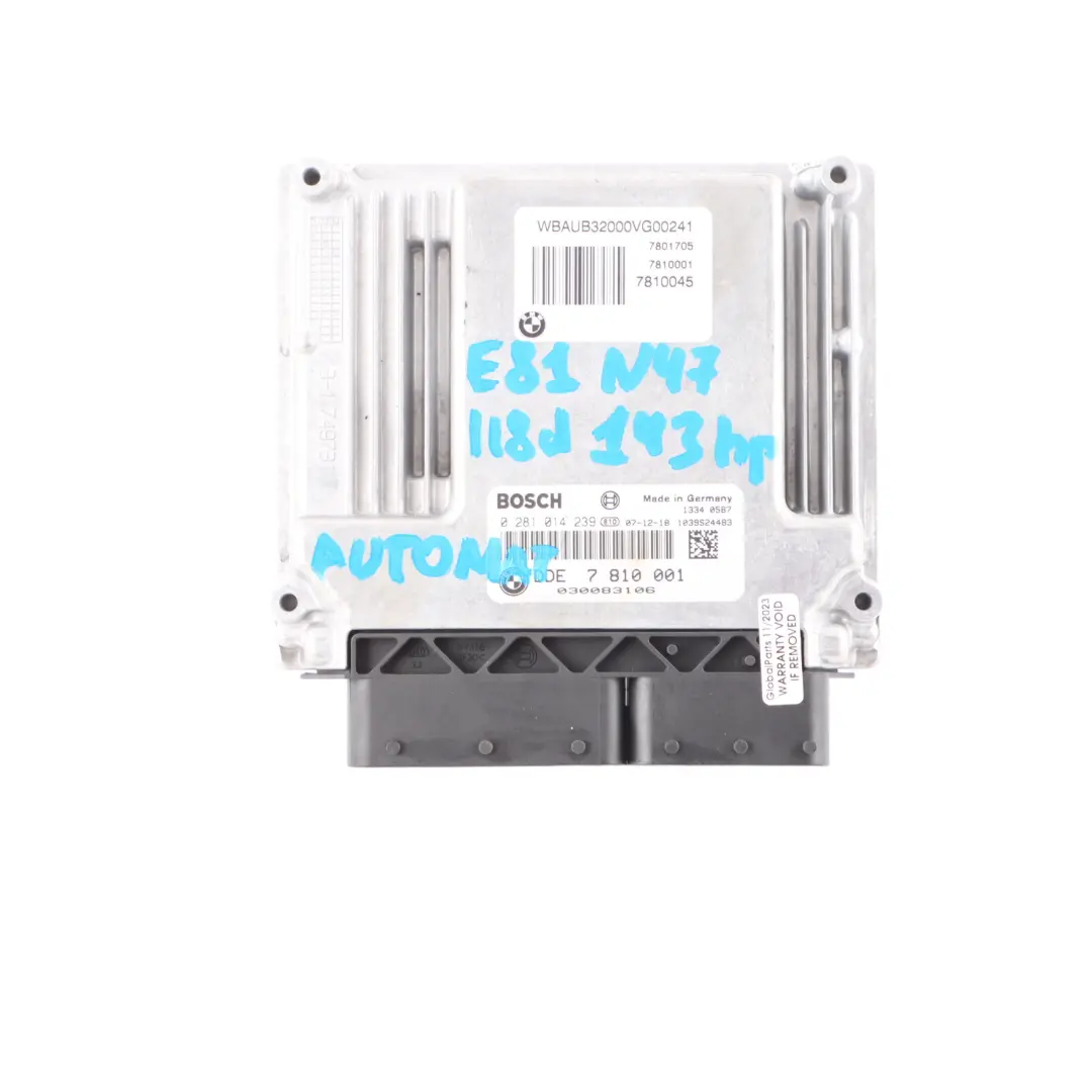N47 143HP Diesel ECU KIT DDE CAS3 + Key to BMW E81 E87 LCI 118d E90 318d with Part number 7810001 BMW E81 E87 LCI 118d E90 318d N47 143HP Diesel ECU KIT DDE CAS3 + Key - SKU 7810001-3 - Part number 7810001