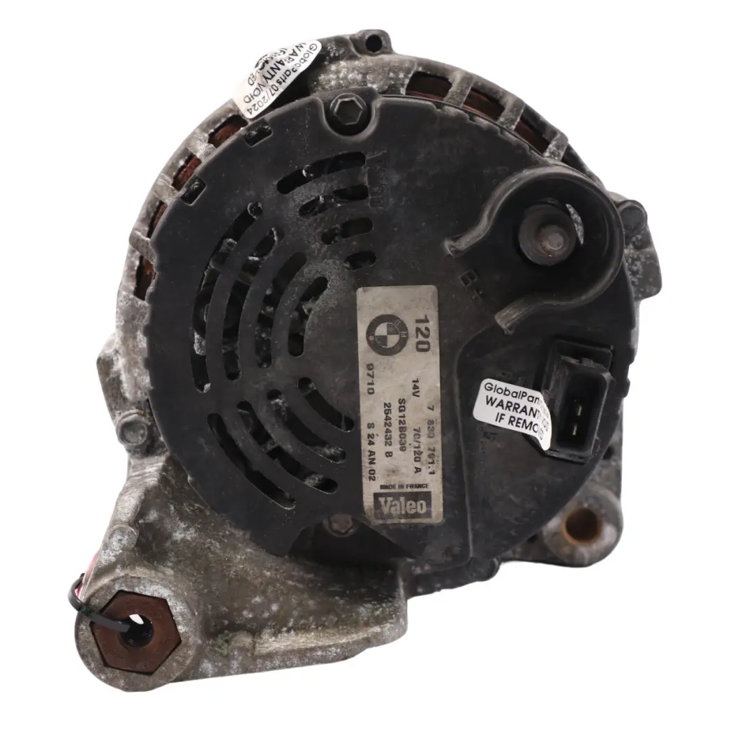 Alternator BMW M3 E46 Z3M E36 Petrol S54 Generator Valeo 120A 7830791 to with Part number 7831436 Alternator BMW M3 E46 Z3M E36 Petrol S54 Generator Valeo 120A 7830791 - SKU 7831436 - Part number 7831436