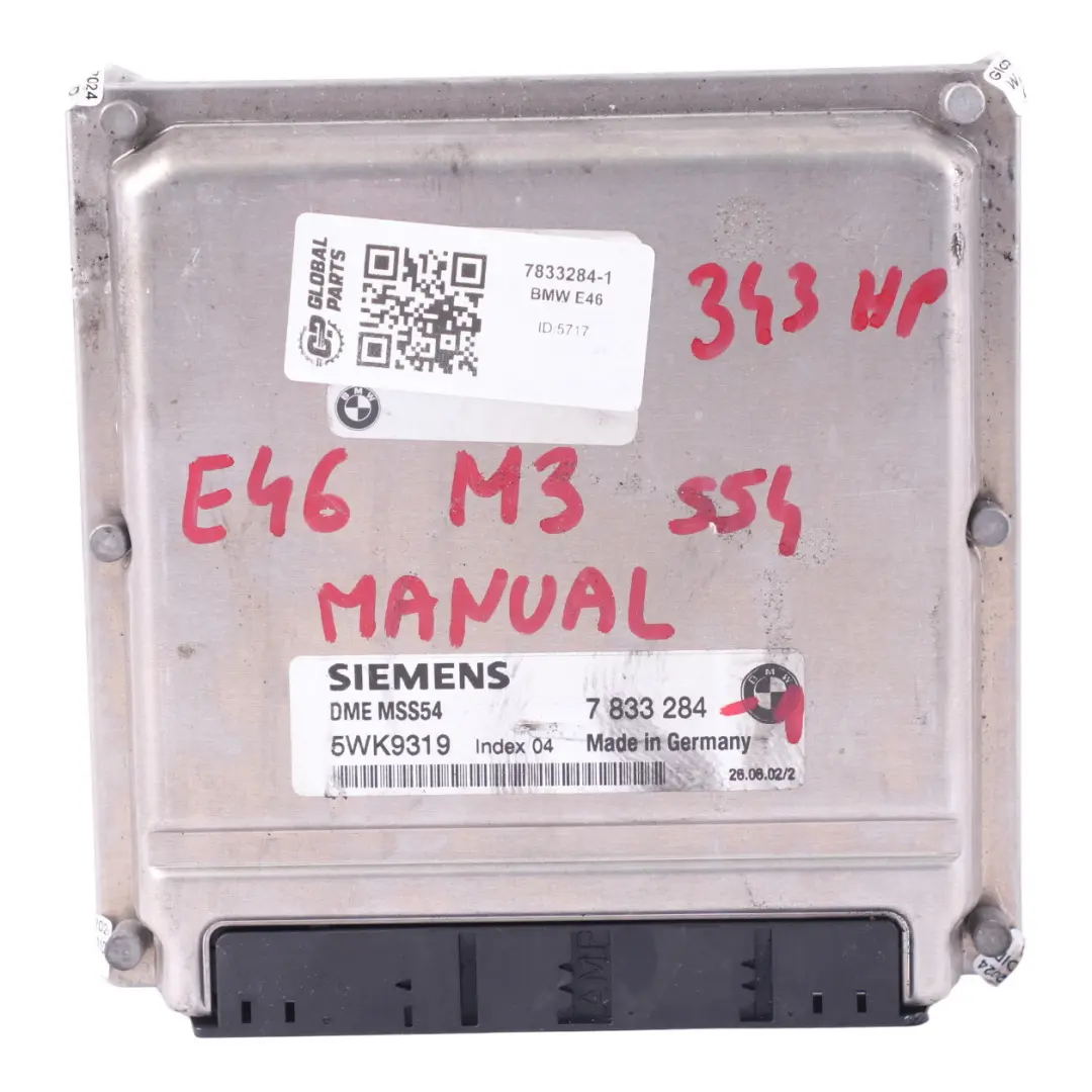 343HP Motor S54 Módulo de Unidad de Control ECU DME Manual para BMW E46 M3 con número de pieza 7833284 BMW E46 M3 343HP Motor S54 Módulo de Unidad de Control ECU DME Manual - SKU 7833284-1 - Número de pieza 7833284