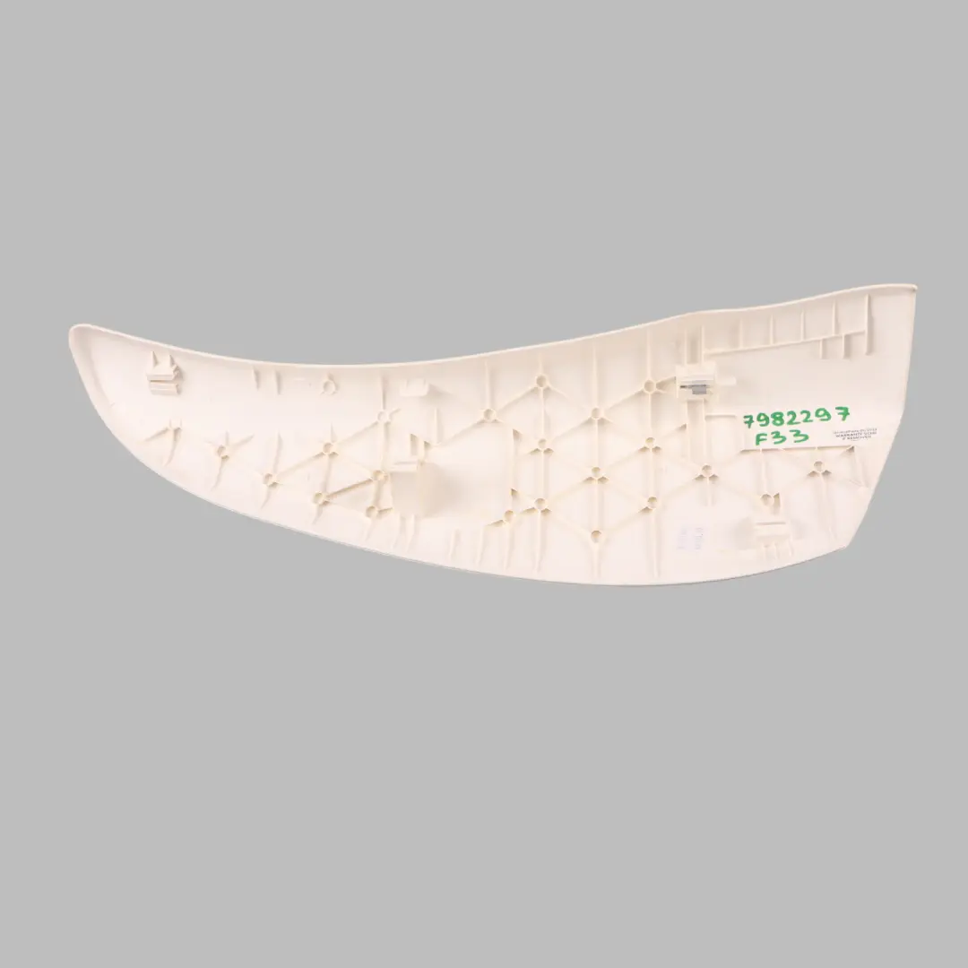 Front Seat Back Rest Left N/S Inner Trim Cover Panel Opal White to BMW F33 with Part number 7982297 BMW F33 Front Seat Back Rest Left N/S Inner Trim Cover Panel Opal White - SKU 7982297 - Part number 7982297