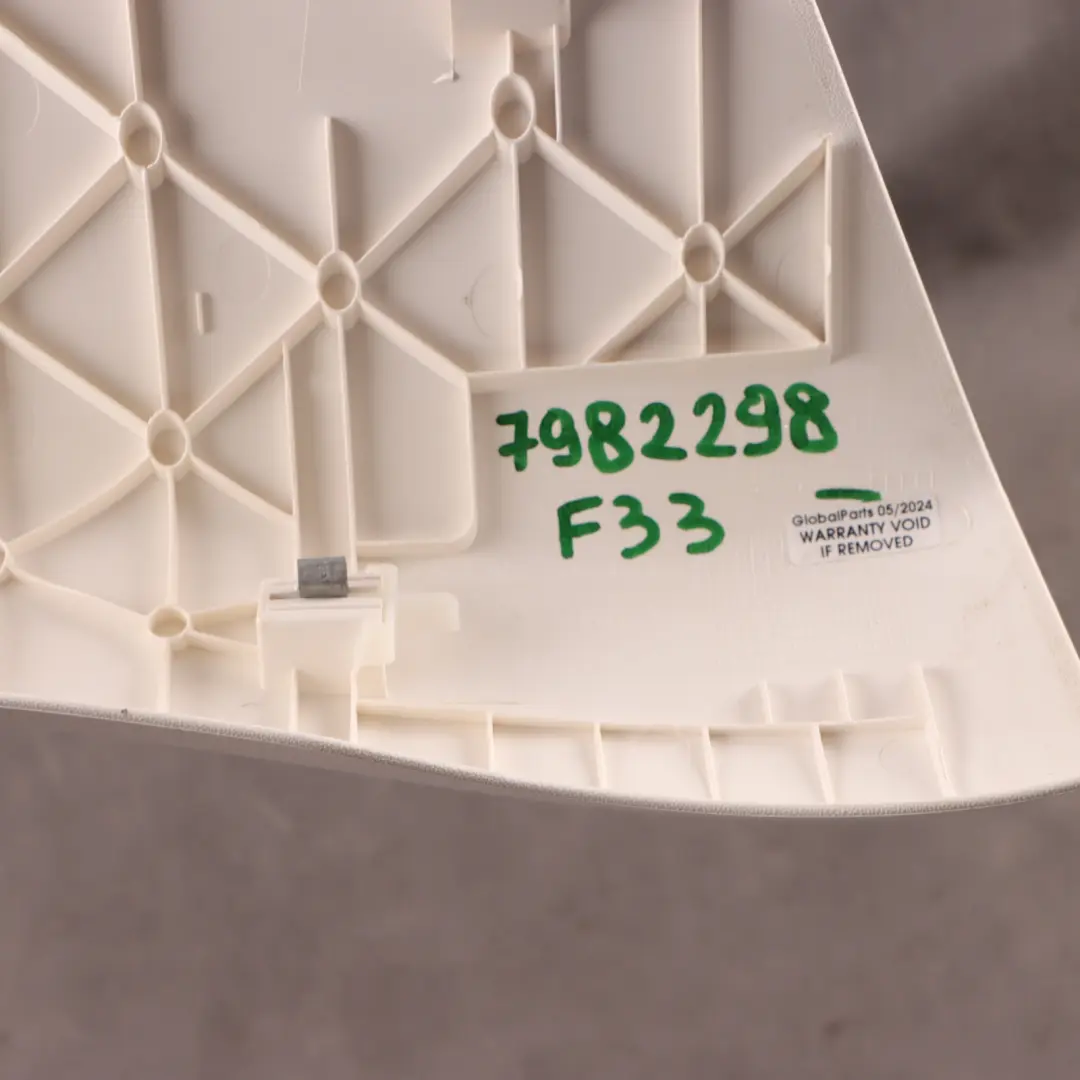 Front Seat Back Rest Right O/S Inner Trim Cover Panel Opal White to BMW F33 with Part number 7982298 BMW F33 Front Seat Back Rest Right O/S Inner Trim Cover Panel Opal White - SKU 7982298 - Part number 7982298
