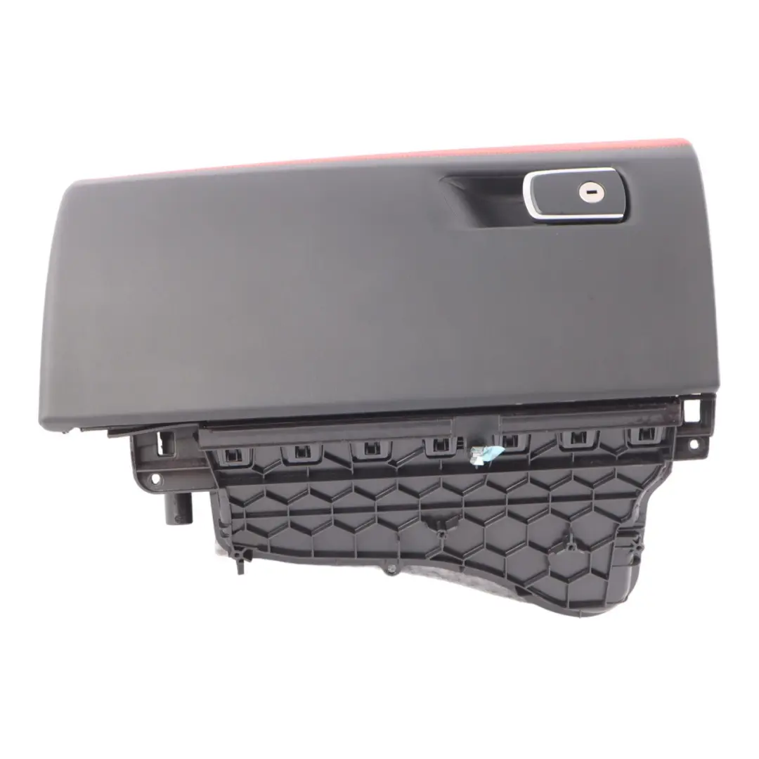 Dashboard Glove Box Storage Leather Merino Sakhir Orange to BMW F80 M3 F82 F83 M4 with Part number 8057550 BMW F80 M3 F82 F83 M4 Dashboard Glove Box Storage Leather Merino Sakhir Orange - SKU rhd-8057550 - Part number 8057550