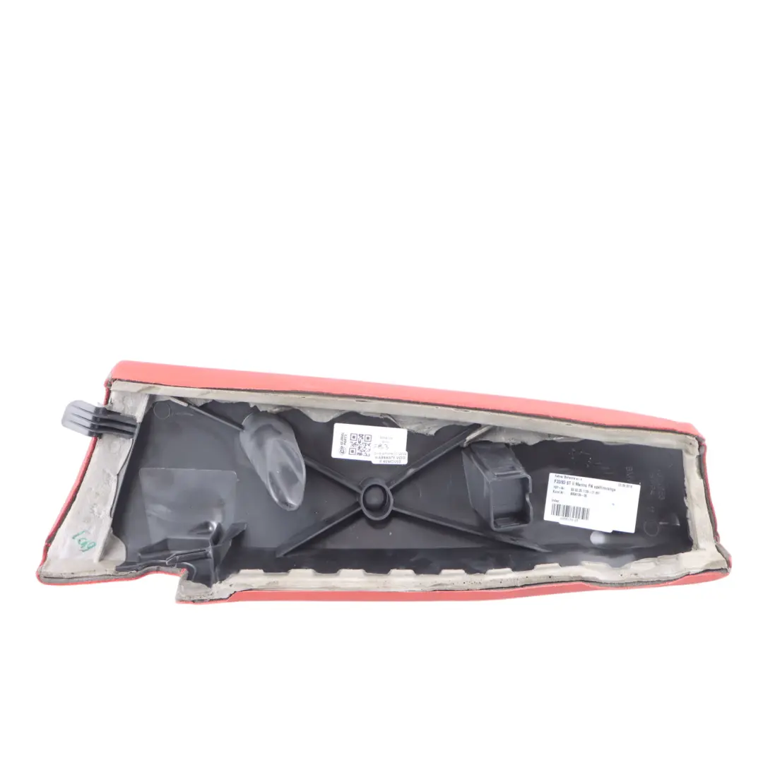 Side Finisher Rear Seat Left N/S Trim Panel Leather Sakhir Orange to BMW F83 M4 with Part number 8058139 BMW F83 M4 Side Finisher Rear Seat Left N/S Trim Panel Leather Sakhir Orange - SKU 8058139 - Part number 8058139