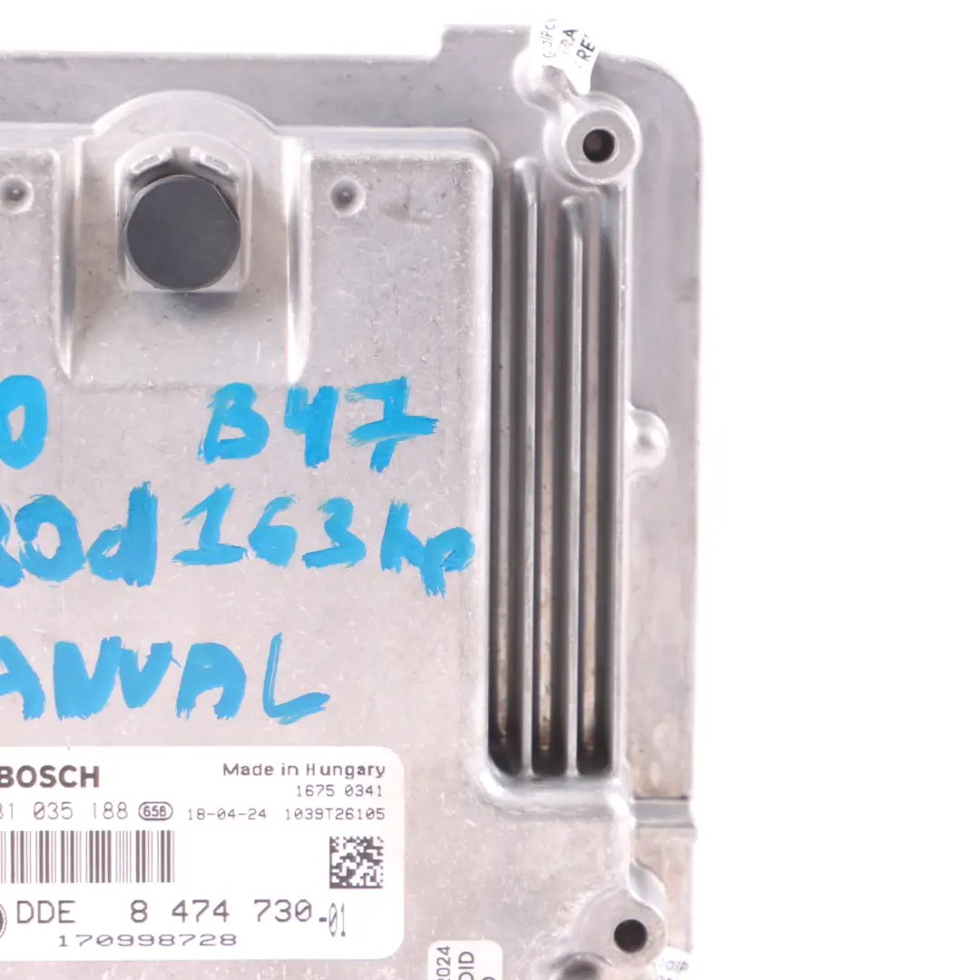 BMW F20 F21 F30 F31 LCI 120d 320d Diesel B47 163HP Engine ECU DDE Manual - SKU 8474730-2 - Part number 8474730