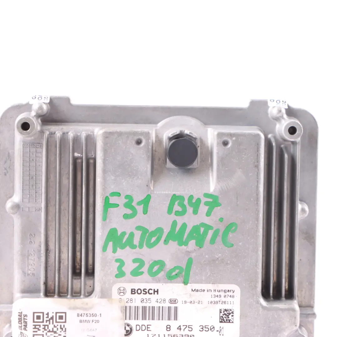 BMW F20 F21 LCI 116D Diesel B37 B37D15A 116HP Motor ECU DDE Manual - SKU 8475350-1 - Número de pieza 8475350
