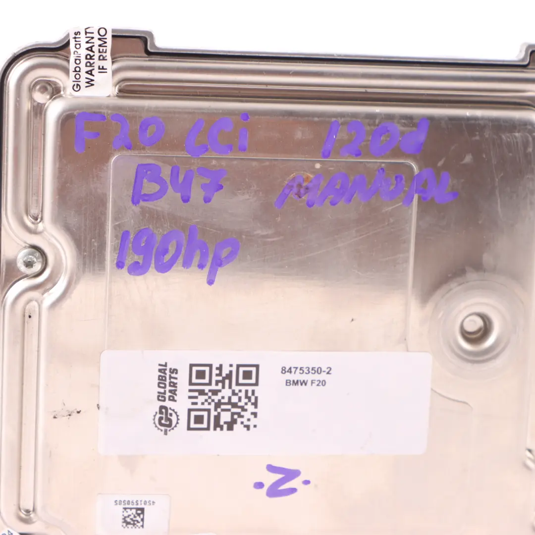 B47 190HP ECU Control Unit Module DDE Manual to BMW F20 F21 LCI 120d Diesel with Part number 8475350 BMW F20 F21 LCI 120d Diesel B47 190HP ECU Control Unit Module DDE Manual - SKU 8475350-2 - Part number 8475350