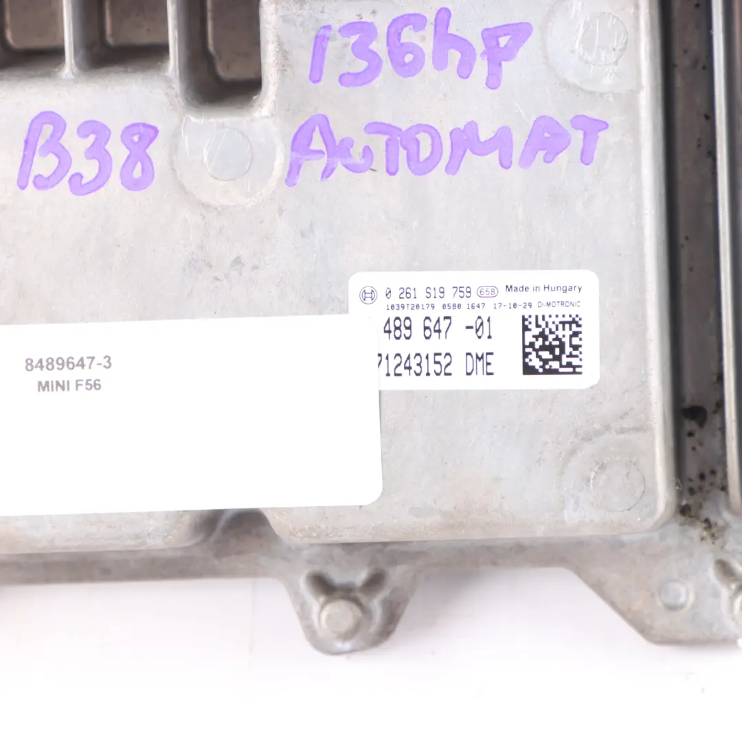 BMW F45 B38 1.5 136HP Engine ECU Kit DME BDC Key Automatic - SKU 8489647-3 - Part number 8489647