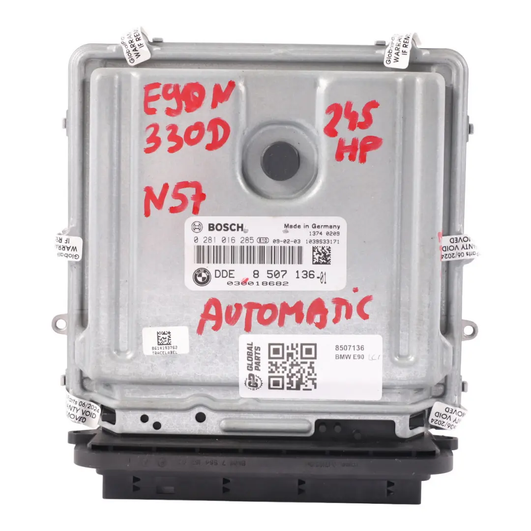 N57 245HP ECU Engine Control Unit DME Automatic Gearbox to BMW E90 LCI 330d with Part number 8507136 BMW E90 LCI 330d N57 245HP ECU Engine Control Unit DME Automatic Gearbox - SKU 8507136 - Part number 8507136