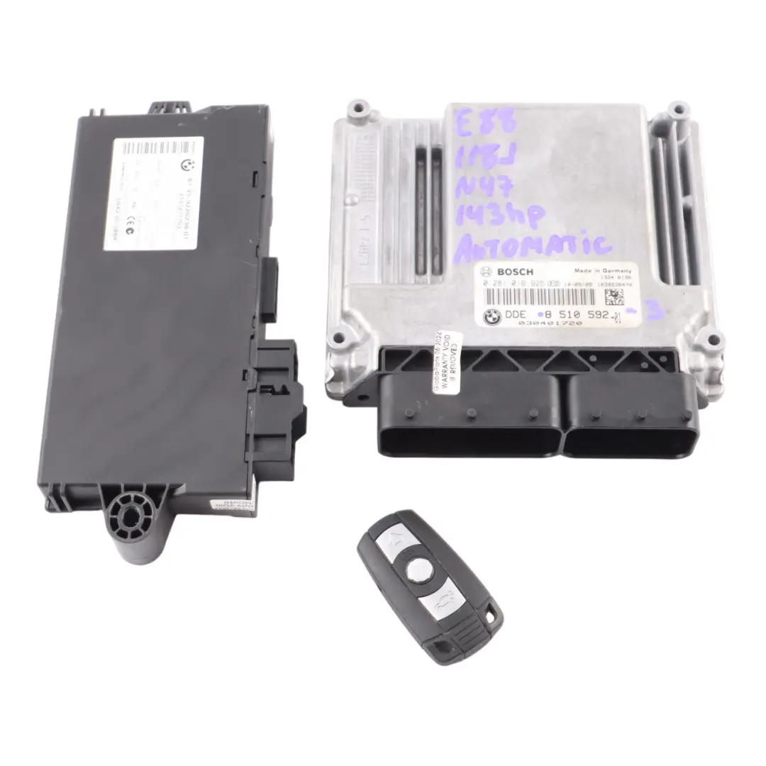 N47 143HP ECU Kit DDE CAS3 Key Automatic to BMW E81 E87 E90 LCI 118d 318d with Part number 8510592 BMW E81 E87 E90 LCI 118d 318d N47 143HP ECU Kit DDE CAS3 Key Automatic - SKU 8510592-3 - Part number 8510592